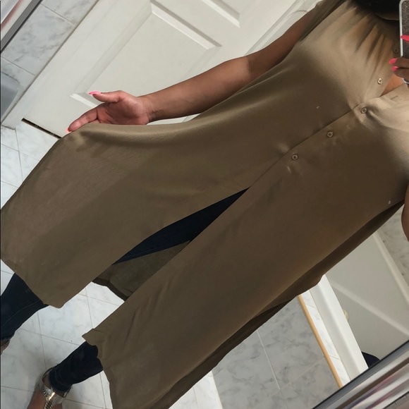 OVERSIZED OLIVE SIDE SLIT TUNIC TOP - Picture 5 of 7